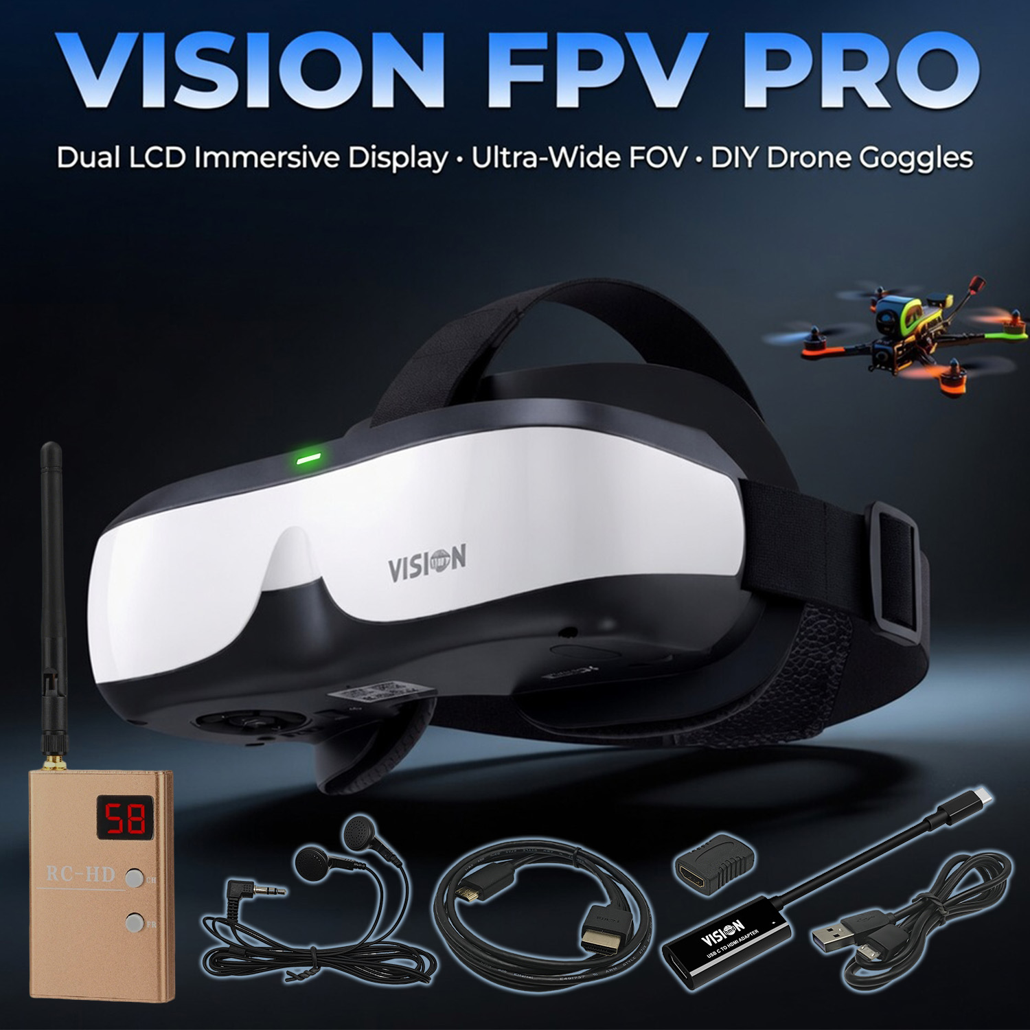Óculos FPV, Display Montado na - Fpv Drone Goggles avaliação e preço